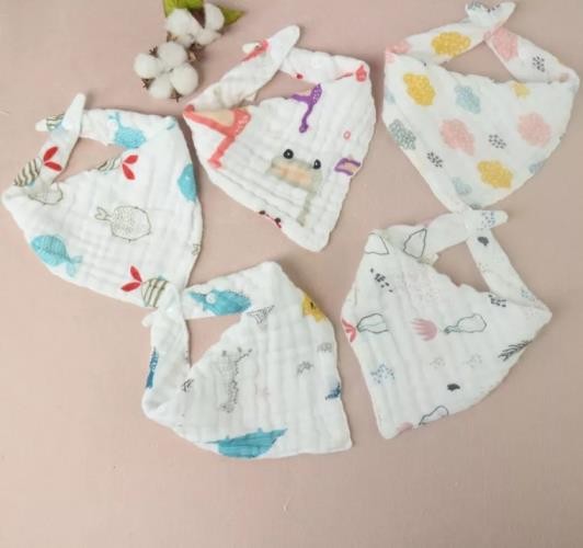 Baby Bandana Muslin Burp Cloths Reversible 100% Cotton Multi Color