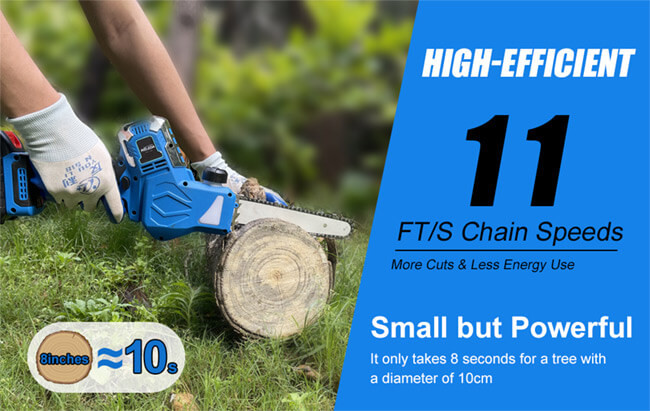 21V Cordless Electric 8 Inch 10 Inch Chain Saw Lithium Battery Wood Cutting Machine