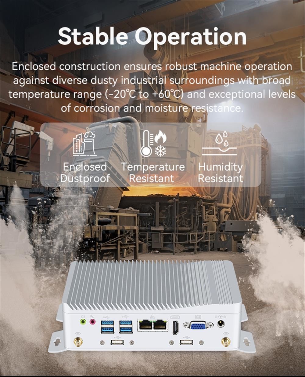 Dual LAN 6COM Industrial PC Intel Celeron J1900 Processor and Core Series Processors