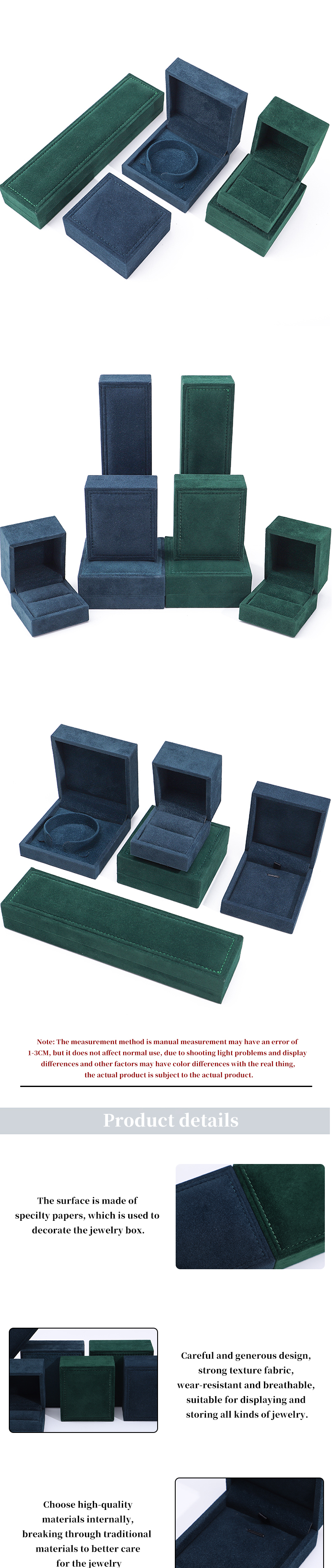 Customized Dark Velvet Jewelry Box for Luxury Necklace Earrings Bracelet Ring 9*9*4cm