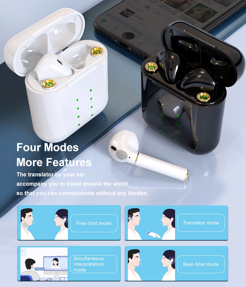 ABS Instant Voice Wireless Translation Earbuds F68 Waterproof IPX5