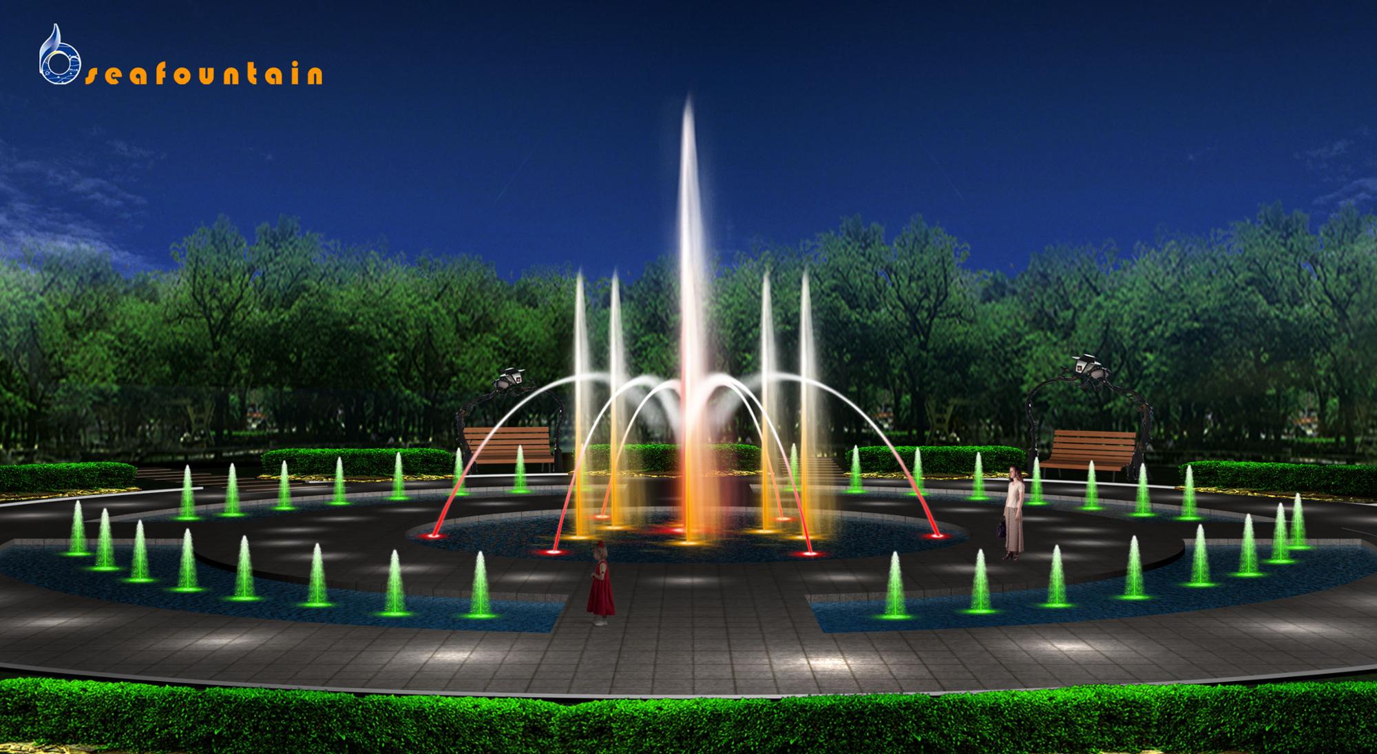Multicolored LED Stainless Net Dry Floor Fountains