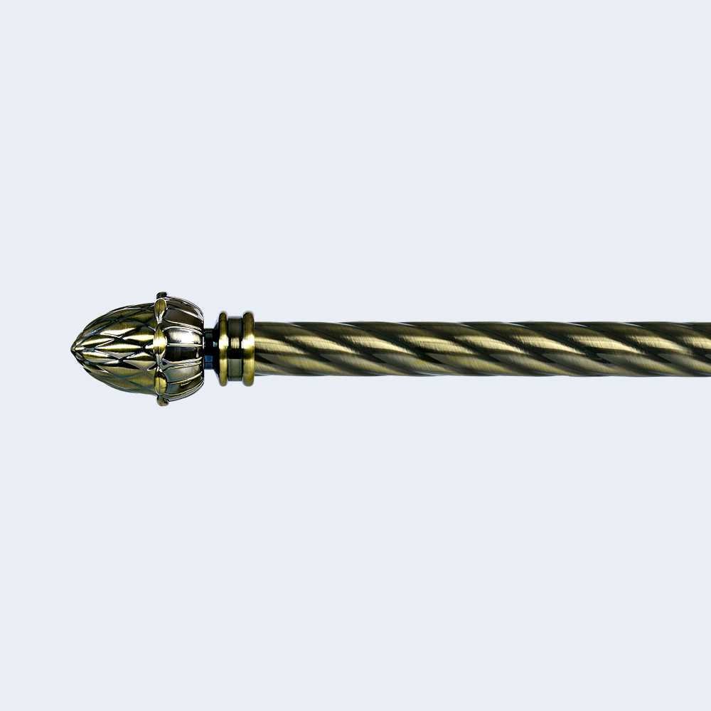 Classical Design Antique Brass Plastic Engraved Curtain Headers With Twisted Curtain Rod Set