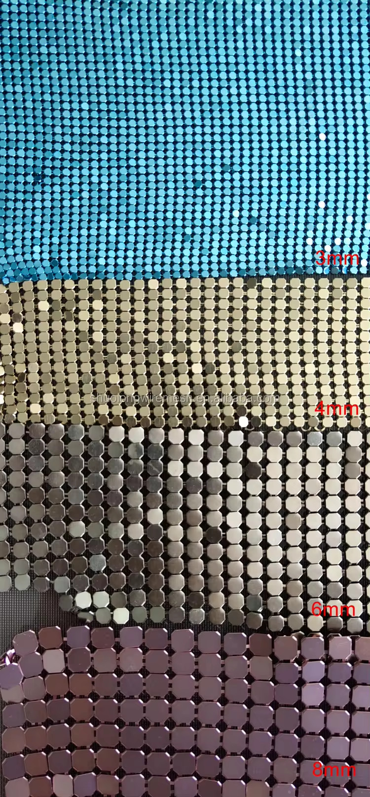 Flexible Aluminum Metal Sequin Mesh Metallic Cloth Chain Mail Curtain Fabric