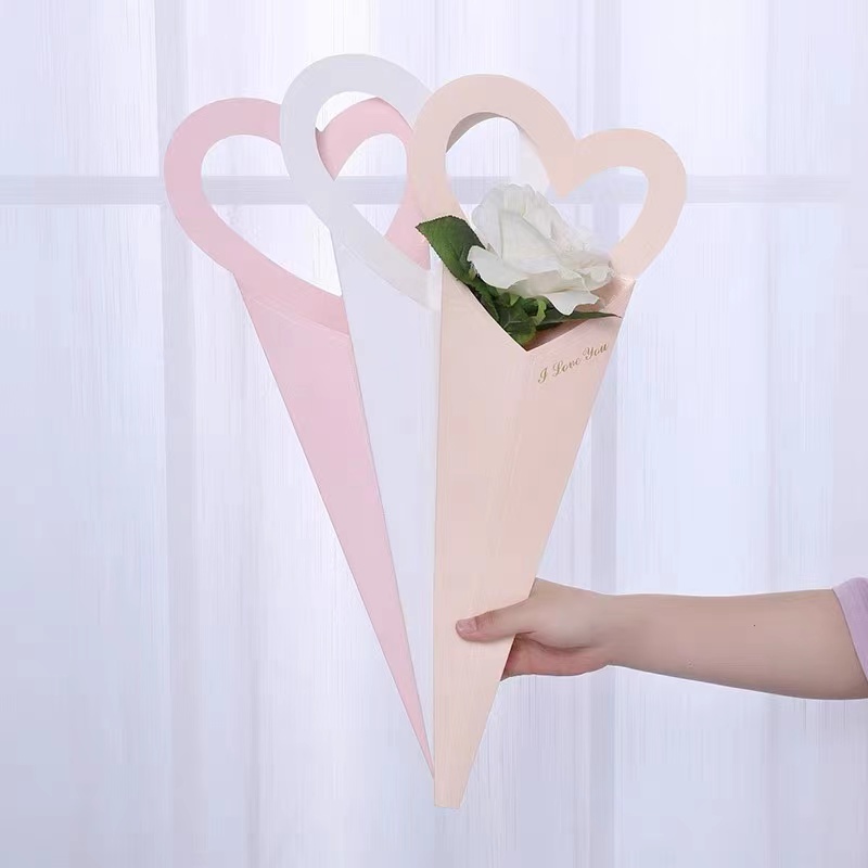 Florist Bowknot Flower Sleeve Wrapping Paper Gift Box for Recyclable Single Rose