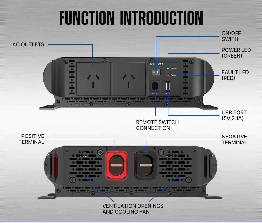 LVD ROHS Multifunction Power Supply Converter 12V To 220V Vehicle 1500w Sine Wave Inverter