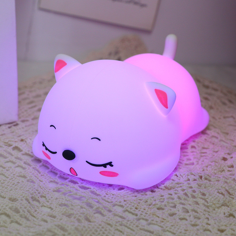 Cute Tiger Silicone Night Light LED Novelty Lamp 3 Level Dimmable Nursery Nightlight USB Rechargeable Timing Sleep Lamp