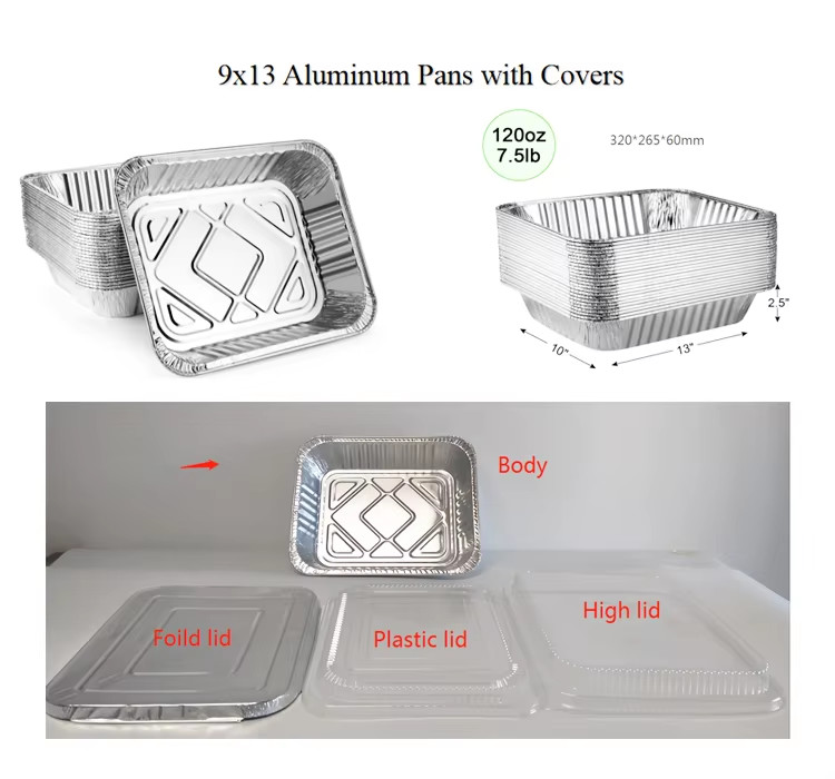 Large Supply Takeaway Food Packaging Container Aluminum Foil Pan Food Storage