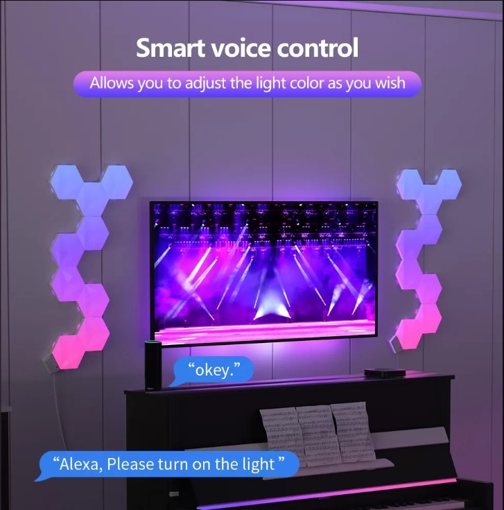 RGBIC HDMI Hexagon Panel Gaming Light With 24V Voltage And 50 000 Hours LED Lifespan Remote Control Included