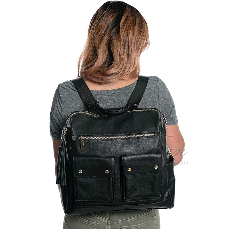 Stylish Travel Bag for Parents Faux vegan leather diaper bag