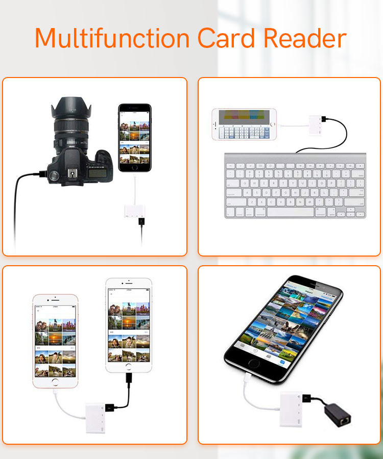 4 In 1 ABS OEM USB 2.0 OTG Adapter Lighting Camera Connection Kit