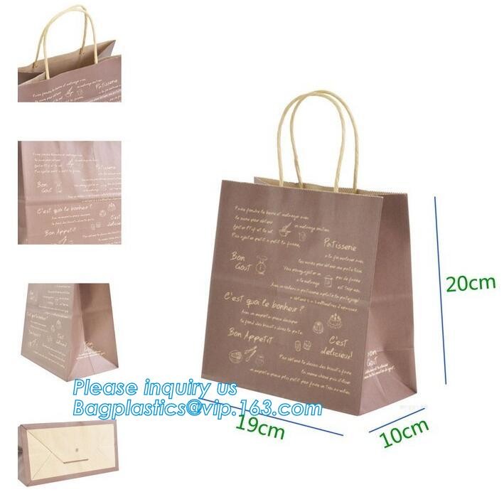 Custom Printed Accept Wholesale Stock White Brown Kraft Paper Shopping Bag With Handle No Minimum, carrier handle bags