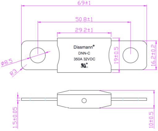 DC80V  Dissmann Automotive Fuse Medium Flat Plug Fuse Bolted Ceramic Fuse Made in China