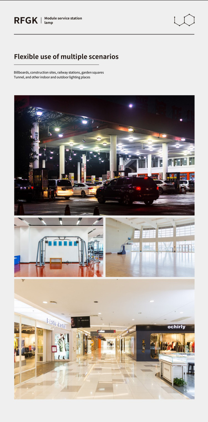100W IP54 Gas Station Flood Light Aluminum Clear PC For Gas Station