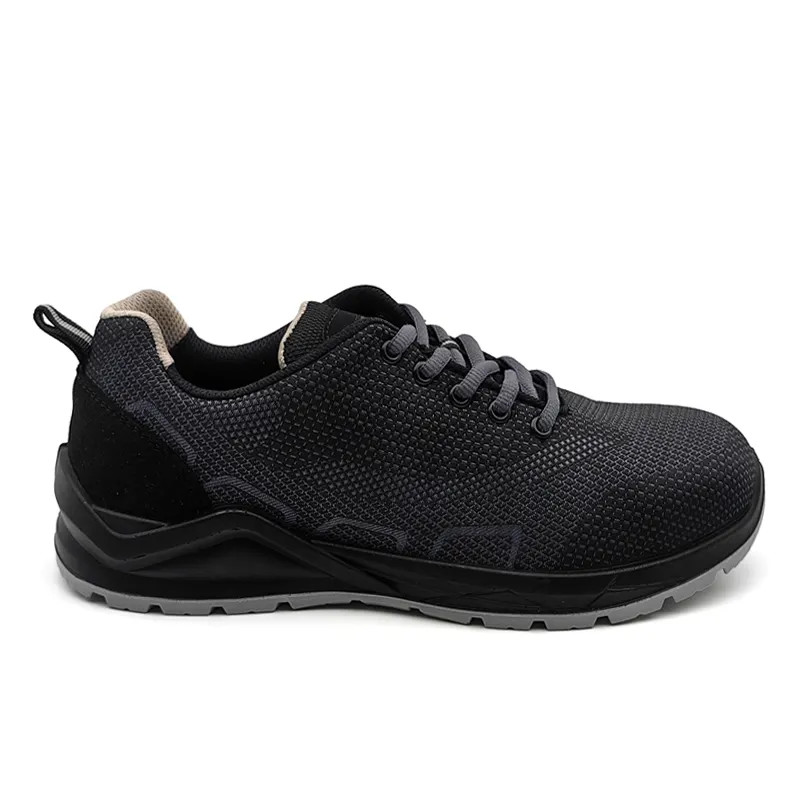 Black Steel Toe Work Shoes Fly Knit / Anti Smashing Safety Shoes