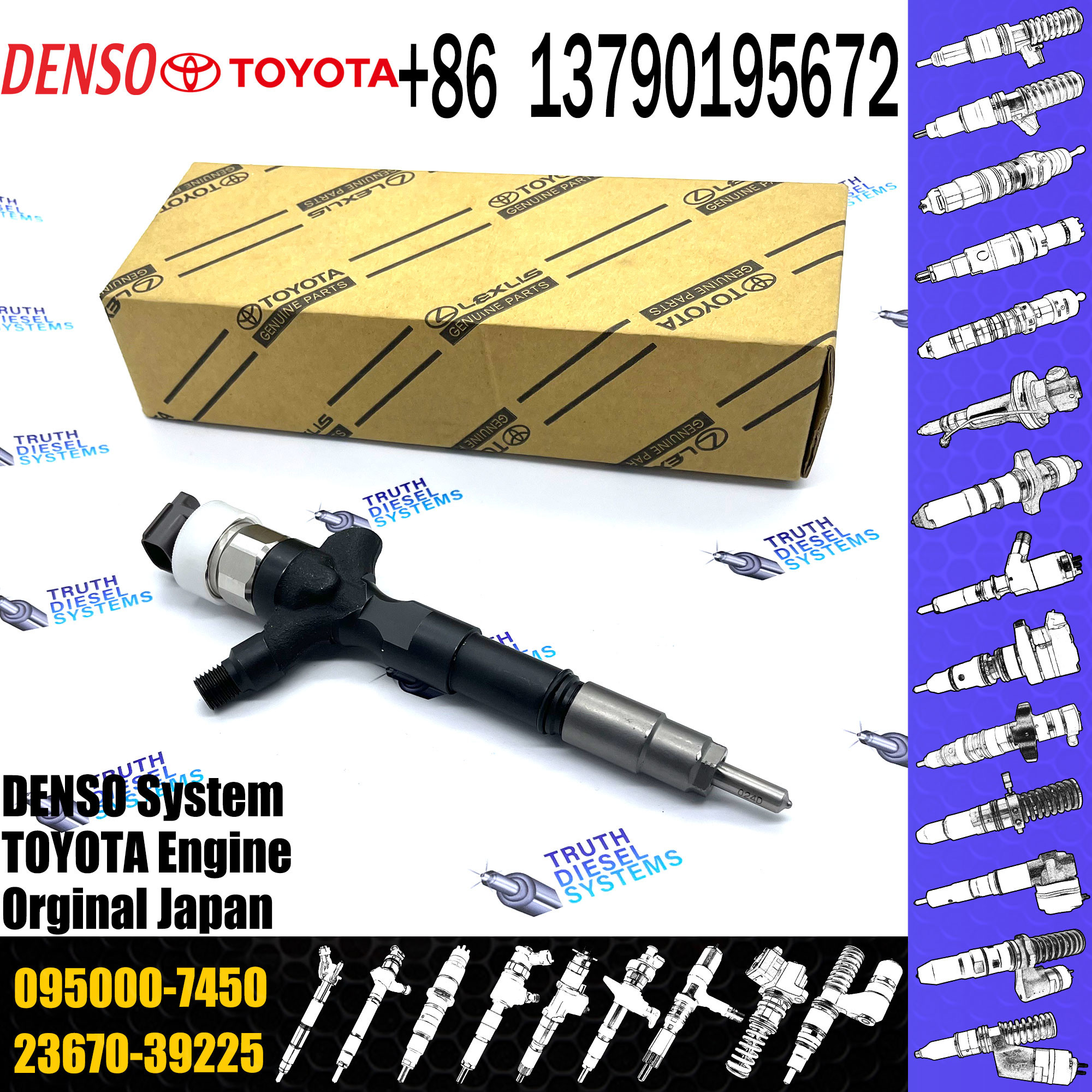 Fuel Denso Common Rail 095000-7011 095000-7450 For Toyota- Injector 095000-6710 23670-30290