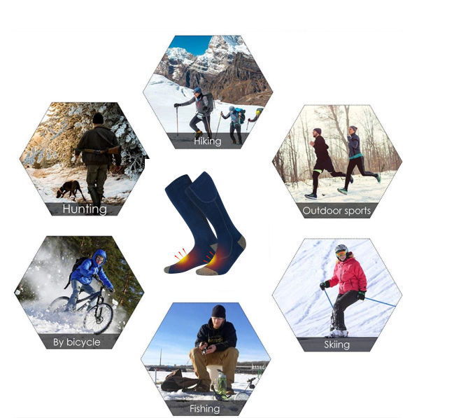 7.4V Battery Operated Warm Socks For Outdoor Sports