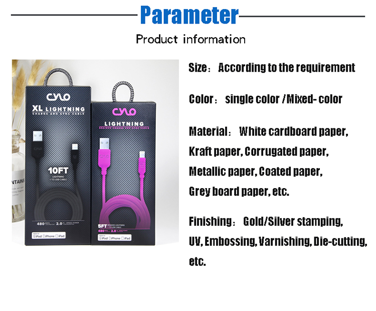 Pantone APET Mobile Accessories Packaging Data Cable Packing Box With Transparent Window
