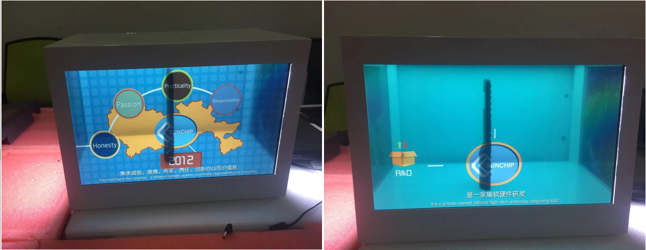 Cloud Based Transparent LCD Showcase , 15.6" 21.5" Digital Signage Showcase
