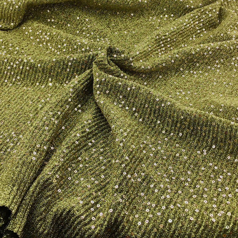 Classic 147cm Polyester Embroidered Sequin Mesh Fabric For Evening