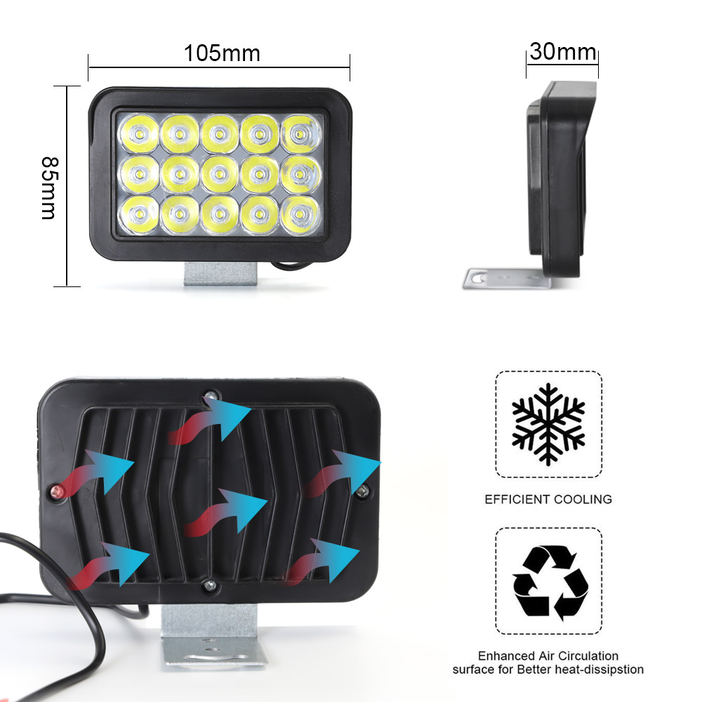 Rectangle 15 Beam Plastic Red Blue White LED Spotlight For Motorcycle