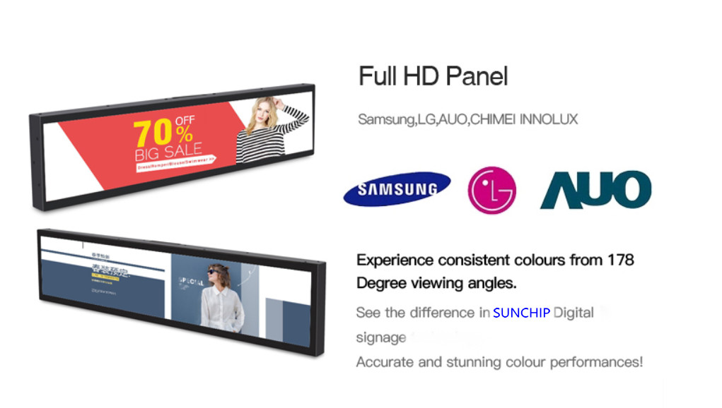 Wifi 4G Ultra Wide LCD Panel Simple Install Support Many Media Formats