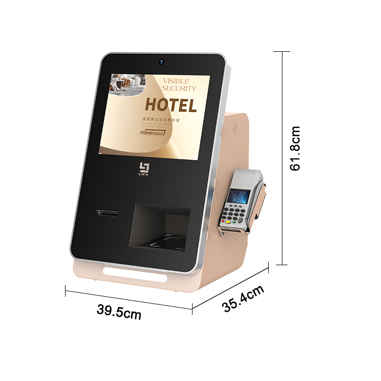 Hotel Desktop Self Check In Machine with Key Card Dispenser and Bluetooth Connectivity