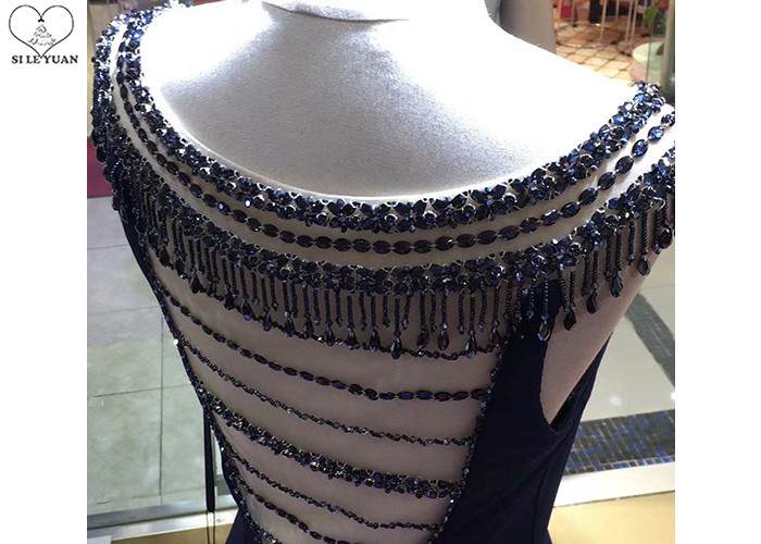 Small Train Mermaid Style Prom Dress Sleeveless Sexy Top Hollow Out Bead Tassels