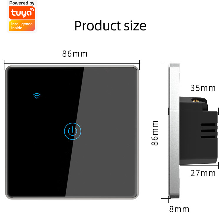 Factory Outlet Tuya Smart WIFI Wall Switch Remote Control 1 Gang Light Switch App&Voice Control Supported