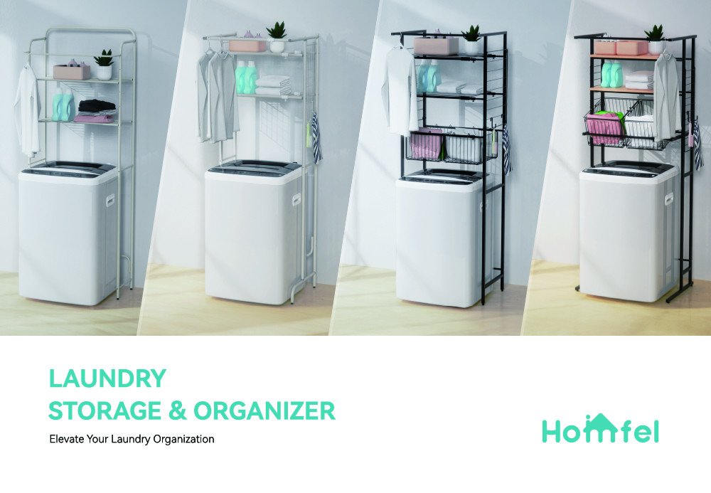 Pull Out Expandable 3-Tier Laundry Room Shelf Over The Washing Machine Storage Rack Space Saver Shelving Units With Rod
