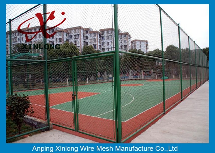 Dark Green 40*40mm Galvanized Chain Link Fence For Forest Protecting And Building Site