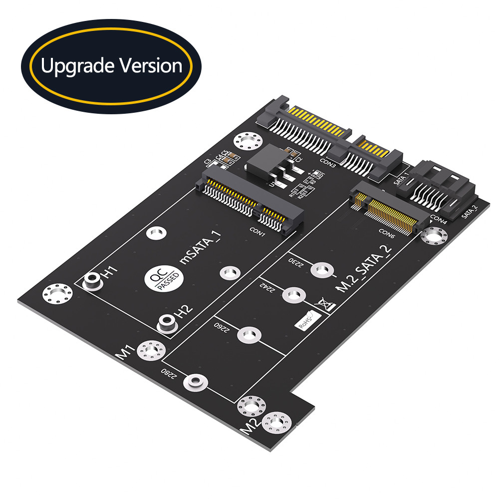 MSATA to Dual SATA3 Converter Adapter Card for Upgrade Version 2 in 1 M.2 NGFF SSD