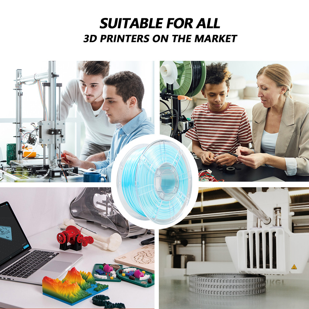 PLA+ Filament Blue White Color Gradient Change PLA+ 1.75mm 1KG 3D Printing Filament