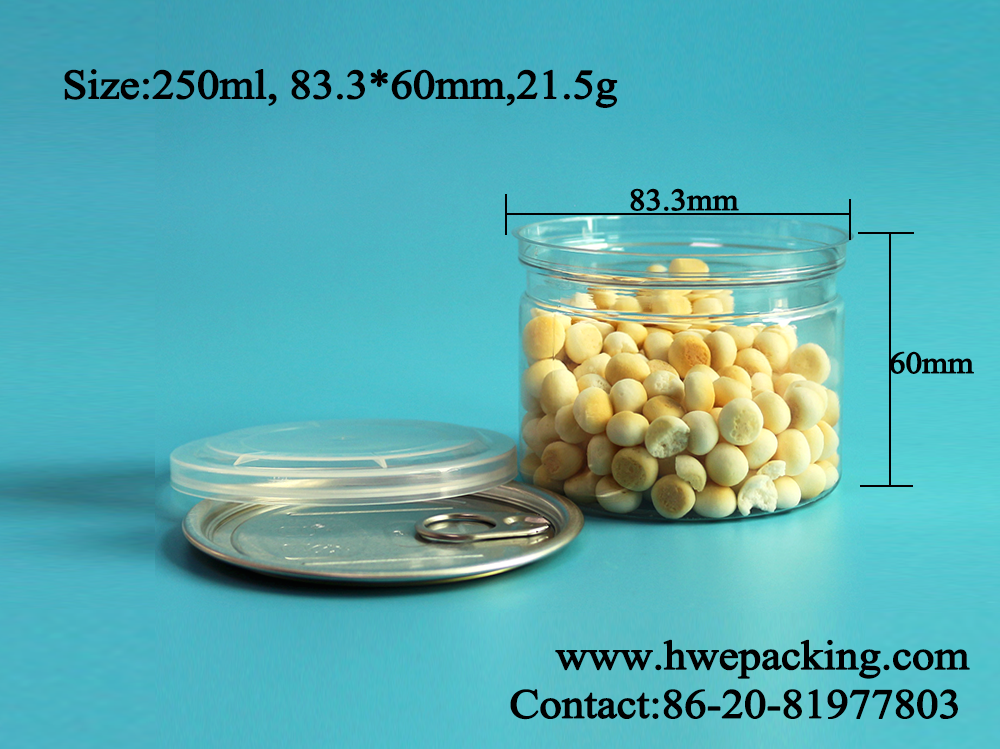 Cat Dog Treat Biscuits Plastic Easy Open Cans With Pet Food Round 250ml 60mm Height