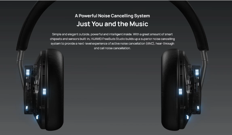 Huawei FreeBuds Studio Blue-tooth 5.2 Over-ear Headphones with Active Noise Cancellation and 33 Feet Transmission Distance