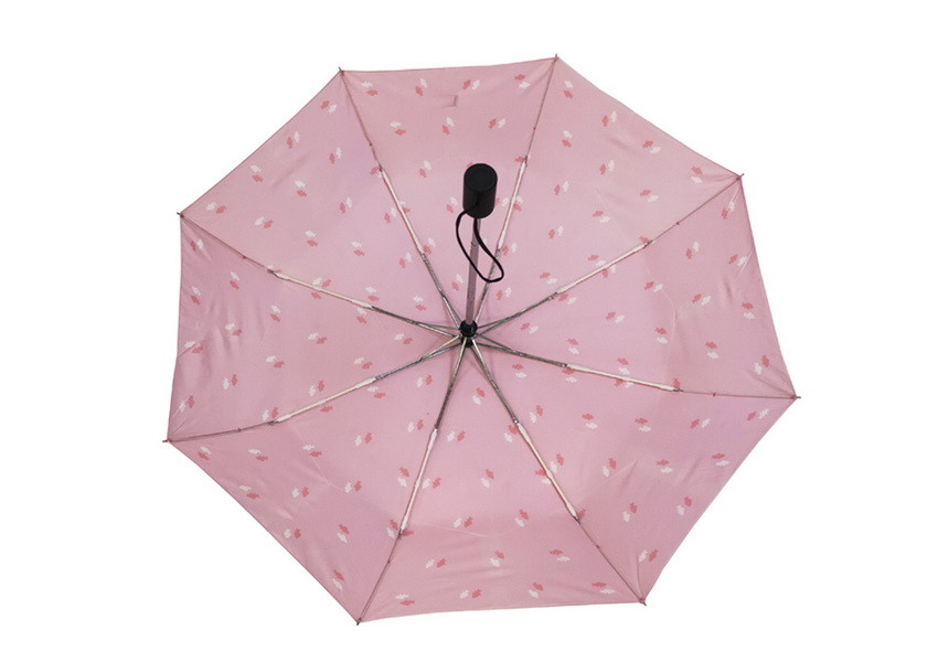 Waterproof Automatic Travel Umbrella 3 Folding Pongee Rubber Caoted Handle