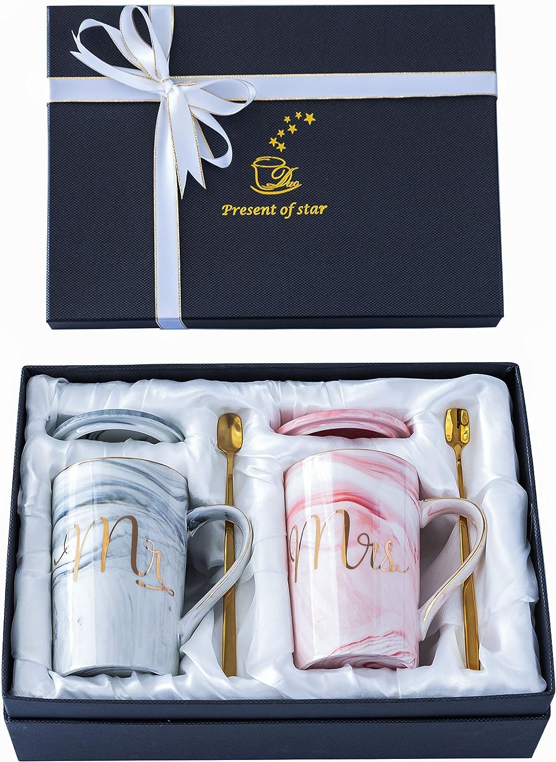 2 Pack 14Oz Personalised Mr And Mrs Mugs Set Dishwasher Safe
