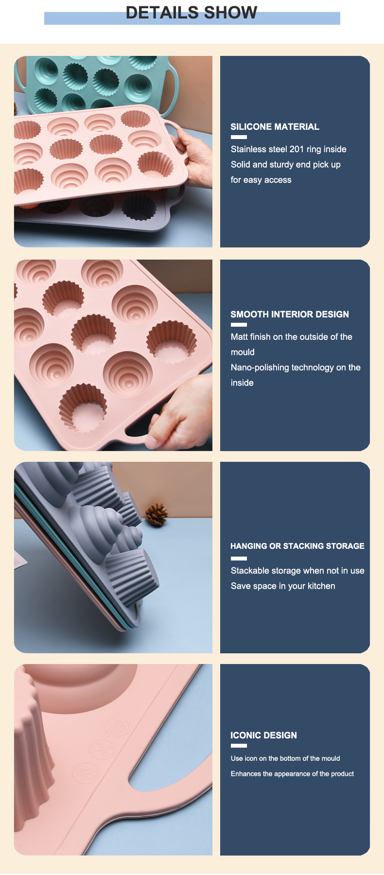 Easy Release Versatile 12 Cavity Silicone Cake Mould