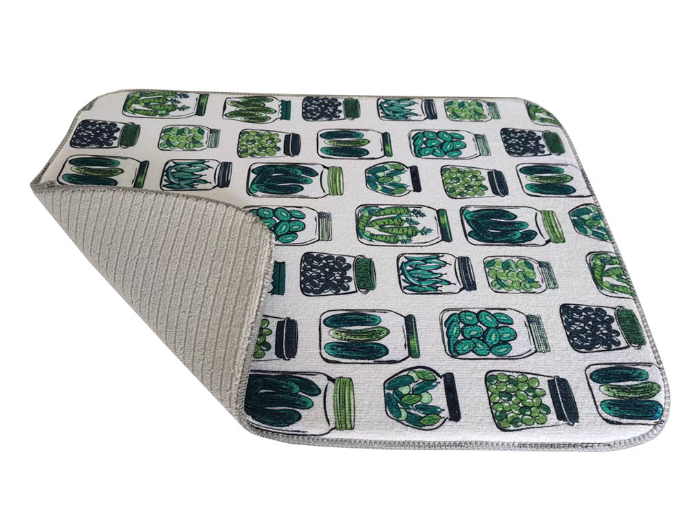Microfiber Dish Mat Sublimation Kitchen Absorbent Microfiber Dish Drying Mat
