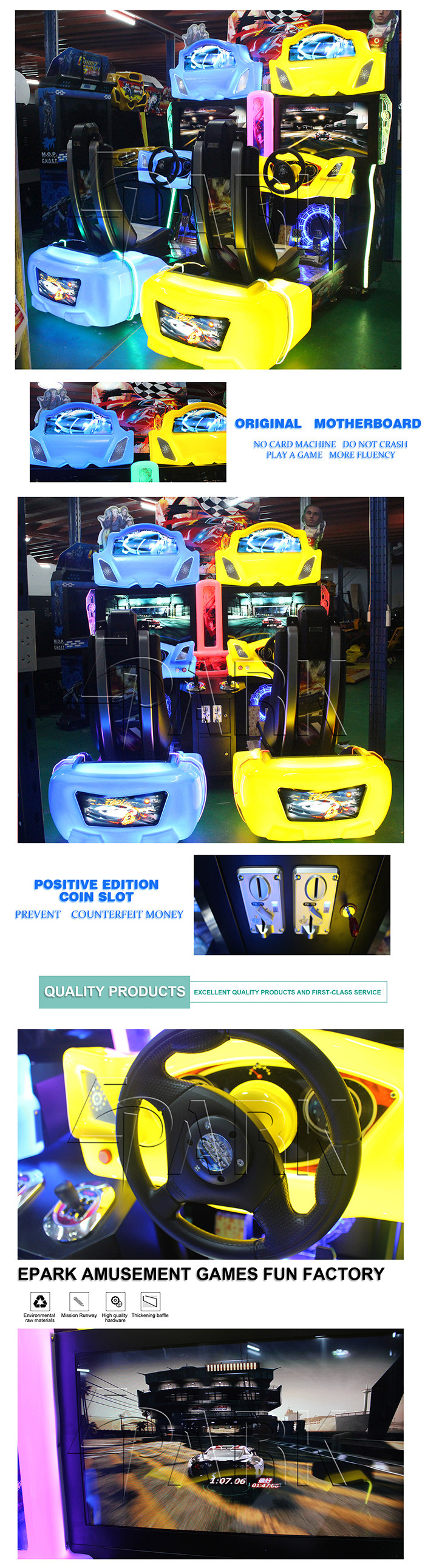 2 Players Car Driving Simulator Coin Operated Video Game 1 Year Warranty