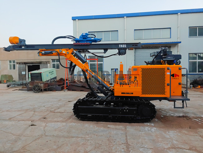 Top Hammer Hydraulic System Seft Propelled Crawler Rock Blasting Drilling Rig With Dust Collector