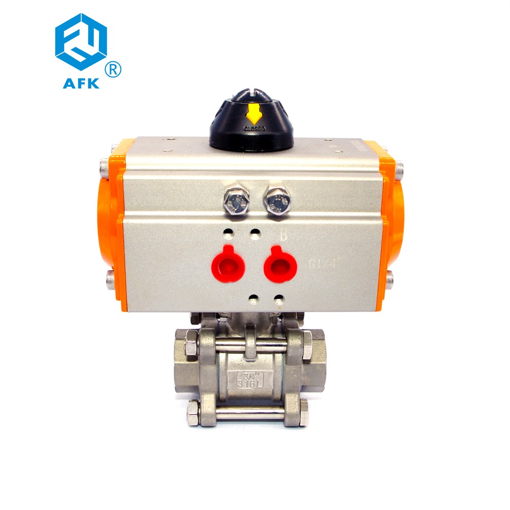 3PCS Pneumatic Actuated Female Type NPT BSPT BSPP Threaded Ball Valve