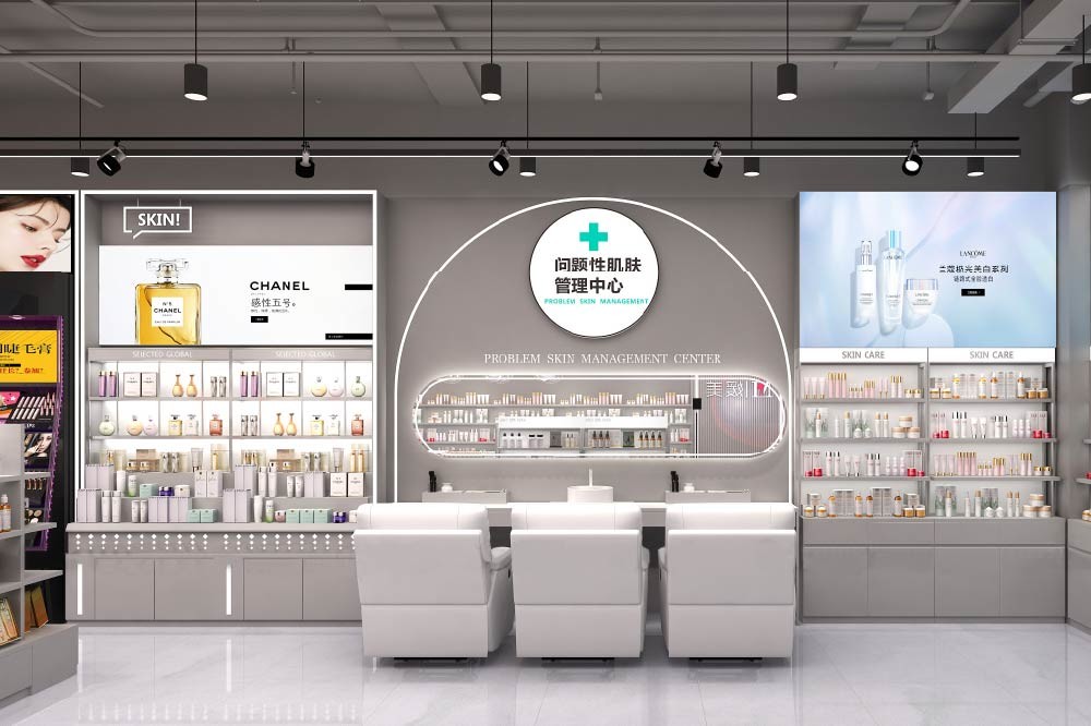 GDR11-ZD01-A Retail Store Display with LED Light Strips and Gray Glass for Mall Boutiques