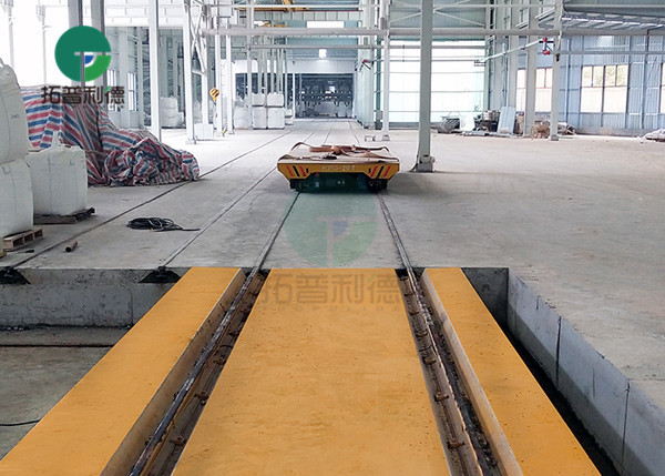 Towed Cable Powered Factory Material Handling Hydraulic Rail Transport Cart For Steel Structure