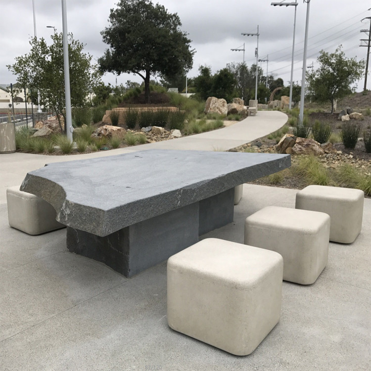 White Grey Modern Concrete Outdoor Dining Patio Table GRC Garden Table