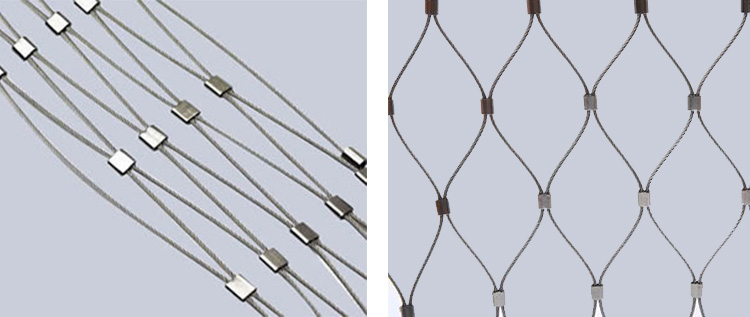 SS316 Flexible Metal Wire Rope Mesh Architectural 100mm Hole