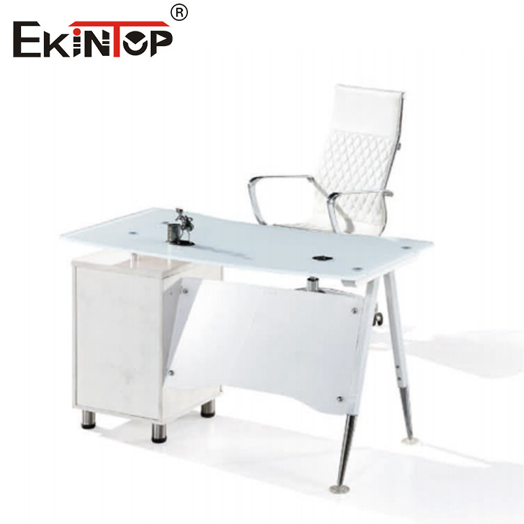 glass desk with drawers