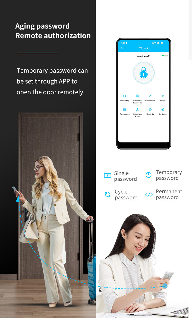 Wifi Password Electronic Smart Door Lock Keyless Tuya Smart Lock