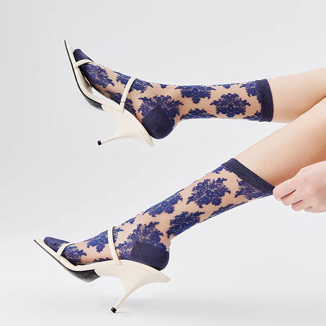 Custom Summer Wear Fashionable Crystal Socks Women'S Glass Silk Tide Socks