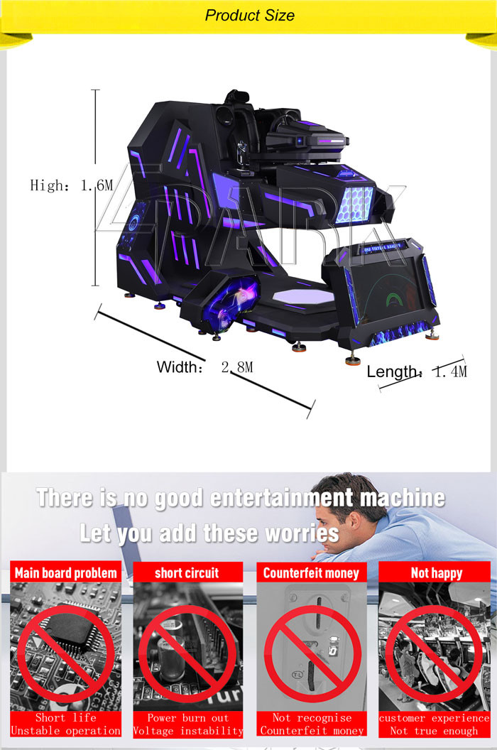 Virtual Reality Headset Flight Ps4 9D VR Simulator / 4D Racing Car Game Machine 360 rotaition and swing